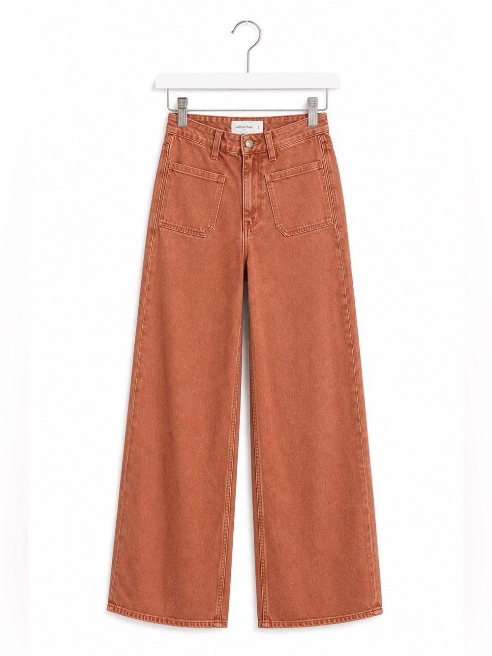 Wilfred Free Aritzia Rust Wide Leg Jeans Patch Pocket Size 6